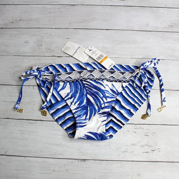 Tommy Bahama Women's String Bikini Swim Bottoms Size S White Blue - Picture 1 of 5